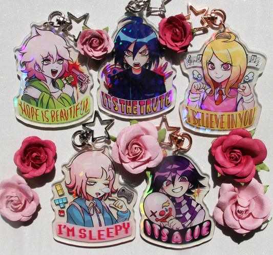 [PREORDER] Danganronpa Holographic Voiceline Acrylic Charms (SDR2 & NDRV3)